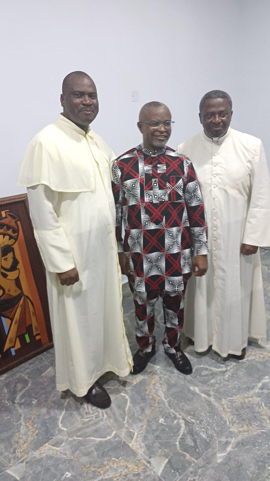 Padre Mike with two priests in white habits