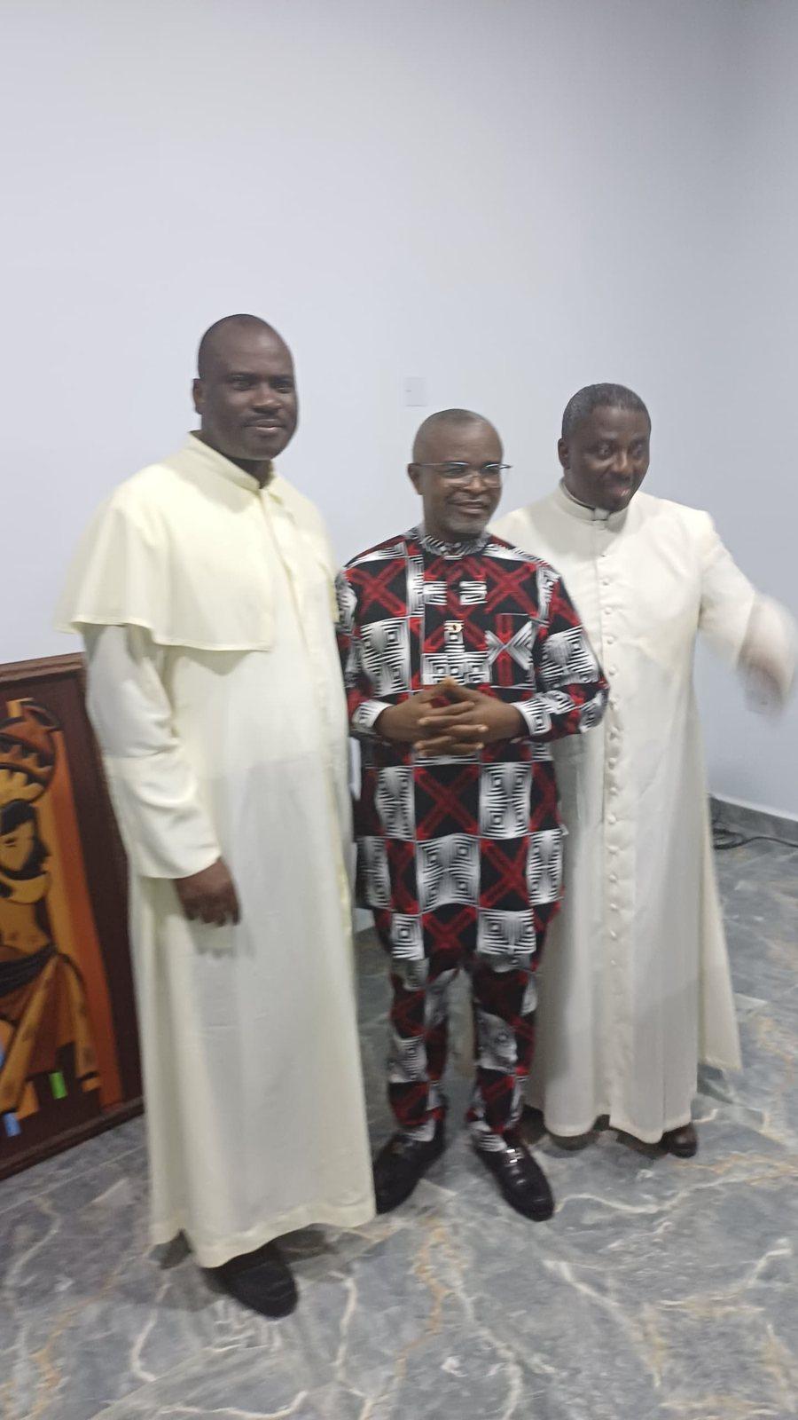 Padre Mike with two priests in white habits